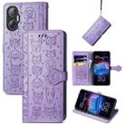 For Tecno Pova Neo 5G Cat and Dog Embossed Phone Leather Phone Case(Purple) - 1