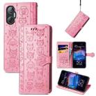 For Tecno Pova Neo 5G Cat and Dog Embossed Phone Leather Phone Case(Pink) - 1