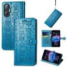 For Tecno Pova Neo 5G Cat and Dog Embossed Phone Leather Phone Case(Blue) - 1