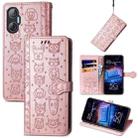 For Tecno Pova Neo 5G Cat and Dog Embossed Phone Leather Phone Case(Rose Gold) - 1