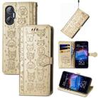 For Tecno Pova Neo 5G Cat and Dog Embossed Phone Leather Phone Case(Gold) - 1