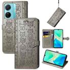 For vivo S15e Cat and Dog Embossed Phone Leather Phone Case(Gray) - 1