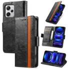 For Xiaomi Redmi Note 12 Pro+ Global CaseNeo Splicing Dual Magnetic Buckle Leather Phone Case(Black) - 1