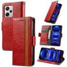 For Xiaomi Redmi Note 12 Pro+ Global CaseNeo Splicing Dual Magnetic Buckle Leather Phone Case(Red) - 1