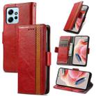 For Xiaomi Redmi Note 12 4G Global CaseNeo Splicing Dual Magnetic Buckle Leather Phone Case(Red) - 1