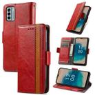 For Nokia G22 CaseNeo Splicing Dual Magnetic Buckle Leather Phone Case(Red) - 1