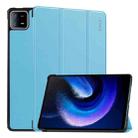 For Xiaomi Pad 6 / Pad 6 Pro ENKAY Tri-fold Custer Texture Leather Stand Smart Case(Light Blue) - 1