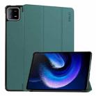 For Xiaomi Pad 6 / Pad 6 Pro ENKAY Tri-fold Custer Texture Leather Stand Smart Case(Dark Green) - 1