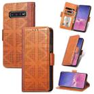 For Samsung Galaxy S10 Grid Leather Flip Phone Case(Brown) - 1