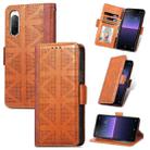 For Sony Xperia 10 II Grid Leather Flip Phone Case(Brown) - 1
