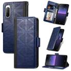 For Sony Xperia 10 II Grid Leather Flip Phone Case(Blue) - 1