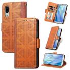 For Sharp Aquos Sense 3 Lite Grid Leather Flip Phone Case(Brown) - 1