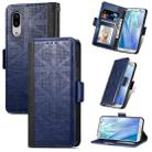 For Sharp Aquos Sense 3 Lite Grid Leather Flip Phone Case(Blue) - 1