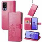 For TCL 40R Four-leaf Clasp Embossed Buckle Leather Phone Case(Rose) - 1