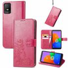 For TCL 403 Four-leaf Clasp Embossed Buckle Leather Phone Case(Rose) - 1