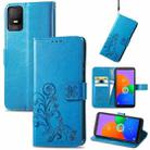 For TCL 403 Four-leaf Clasp Embossed Buckle Leather Phone Case(Blue) - 1