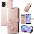 For TCL 405 Four-leaf Clasp Embossed Buckle Leather Phone Case(Rose Gold) - 1