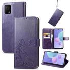 For TCL 405 Four-leaf Clasp Embossed Buckle Leather Phone Case(Purple) - 1