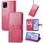 For TCL 405 Four-leaf Clasp Embossed Buckle Leather Phone Case(Rose) - 1