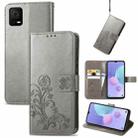 For TCL 405 Four-leaf Clasp Embossed Buckle Leather Phone Case(Gray) - 1