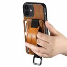 For iPhone 12 mini Suteni H13 Card Wallet Wrist Strap Holder PU Phone Case(Brown) - 3