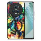 For Honor Magic5 Pro Colored Drawing Leather Skin Magnetic Back Cover Phone Case(Colorful Cloud) - 1