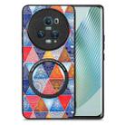 For Honor Magic5 Pro Colored Drawing Leather Skin Magnetic Back Cover Phone Case(Rhombus Mandala) - 1