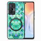 For vivo X70 Colored Drawing Leather Skin Magnetic Back Cover Phone Case(Emerald) - 1