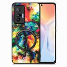 For vivo X70 Colored Drawing Leather Skin Magnetic Back Cover Phone Case(Colorful Cloud) - 1