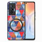 For vivo X70 Colored Drawing Leather Skin Magnetic Back Cover Phone Case(Rhombus Mandala) - 1