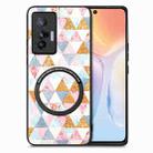 For vivo X70 Colored Drawing Leather Skin Magnetic Back Cover Phone Case(Rhombus) - 1