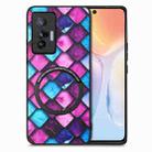 For vivo X70 Colored Drawing Leather Skin Magnetic Back Cover Phone Case(Purple Scales) - 1