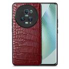 For Honor Magic5 Pro Crocodile Grain Leather Back Cover Phone Case(Red) - 1