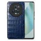 For Honor Magic5 Pro Crocodile Grain Leather Back Cover Phone Case(Blue) - 1