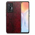 For vivo X70 Snakeskin Leather Back Cover Phone Case(Red) - 1