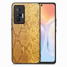 For vivo X70 Snakeskin Leather Back Cover Phone Case(Yellow) - 1