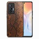 For vivo X70 Snakeskin Leather Back Cover Phone Case(Brown) - 1