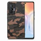 For vivo X70 Camouflage Leather Back Cover Phone Case(Brown) - 1