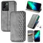 For Infinix Note 12 G96 Cubic Grid Pressed Magnetic Leather Phone Case(Gray) - 1