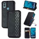 For Kyocera Android One S10 Cubic Grid Pressed Magnetic Leather Phone Case(Black) - 1