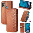 For Kyocera Android One S10 Cubic Grid Pressed Magnetic Leather Phone Case(Brown) - 1