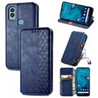 For Kyocera Android One S10 Cubic Grid Pressed Magnetic Leather Phone Case(Blue) - 1