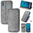 For Kyocera Android One S10 Cubic Grid Pressed Magnetic Leather Phone Case(Gray) - 1