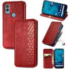 For Kyocera Android One S10 Cubic Grid Pressed Magnetic Leather Phone Case(Red) - 1