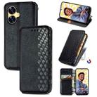 For Realme C55 Cubic Grid Pressed Magnetic Leather Phone Case(Black) - 1