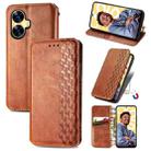 For Realme C55 Cubic Grid Pressed Magnetic Leather Phone Case(Brown) - 1