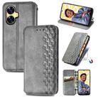 For Realme C55 Cubic Grid Pressed Magnetic Leather Phone Case(Gray) - 1