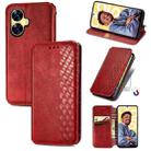 For Realme C55 Cubic Grid Pressed Magnetic Leather Phone Case(Red) - 1