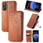 For Tecno Pova Neo 5G Cubic Grid Pressed Magnetic Leather Phone Case(Brown) - 1