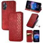 For Tecno Pova Neo 5G Cubic Grid Pressed Magnetic Leather Phone Case(Red) - 1